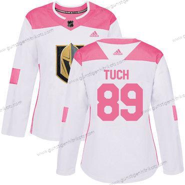 Adidas Frauen Vegas Golden Knights #89 Alex Tuch Authentisch Strickerei NHL Trikots – Weiß Rosa