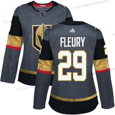 Adidas Frauen Vegas Golden Vegas Golden Knights #29 Marc-Andre Fleury Heimtrikots Authentisch Strickerei NHL Trikots – Grau