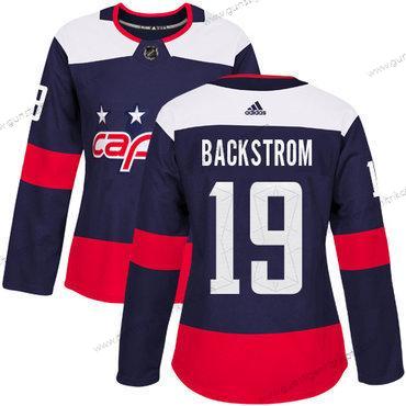 Adidas Frauen Washington Capitals #19 Nicklas Backstrom Authentisch 2018 Stadium Series Strickerei NHL Trikots – Marineblau