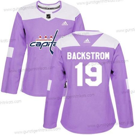 Adidas Frauen Washington Capitals #19 Nicklas Backstrom Authentisch Bekämpft Krebs Strickerei NHL Trikots – Lila