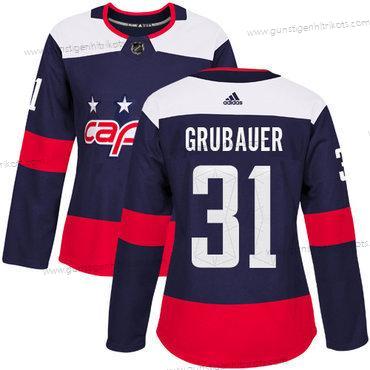 Adidas Frauen Washington Capitals #31 Philipp Grubauer Authentisch 2018 Stadium Series Strickerei NHL Trikots – Marineblau