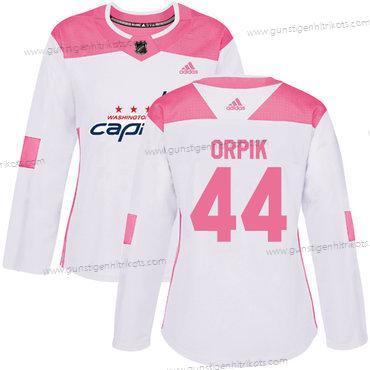 Adidas Frauen Washington Capitals #44 Brooks Orpik Authentisch Strickerei NHL Trikots – Weiß Rosa