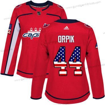 Adidas Frauen Washington Capitals #44 Brooks Orpik Heimtrikots Authentisch USA Flag Strickerei NHL Trikots – Rot