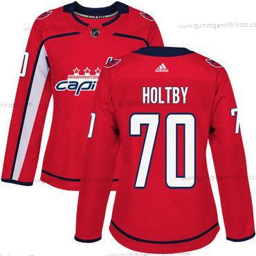 Adidas Frauen Washington Capitals #70 Braden Holtby Heimtrikots Authentisch Strickerei NHL Trikots – Rot