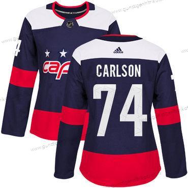 Adidas Frauen Washington Capitals #74 John Carlson Authentisch 2018 Stadium Series Strickerei NHL Trikots – Marineblau