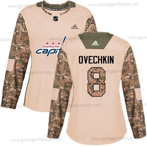 Adidas Frauen Washington Capitals #8 Alex Ovechkin Authentisch 2017 Veterans Day Strickerei NHL Trikots – Tarnfarbe