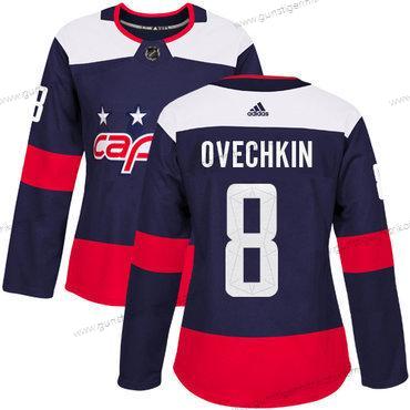 Adidas Frauen Washington Capitals #8 Alex Ovechkin Authentisch 2018 Stadium Series Strickerei NHL Trikots – Marineblau