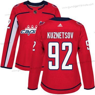 Adidas Frauen Washington Capitals #92 Evgeny Kuznetsov Heimtrikots Authentisch Strickerei NHL Trikots – Rot