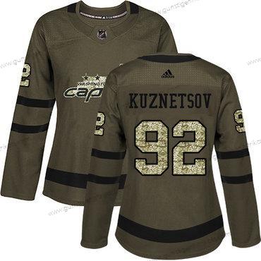 Adidas Frauen Washington Capitals #92 Evgeny Kuznetsov Salute to Service Strickerei NHL Trikots – Grün