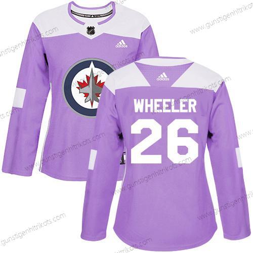 Adidas Frauen Winnipeg Jets #26 Blake Wheeler Authentisch Bekämpft Krebs Strickerei NHL Trikots – Lila