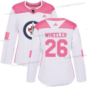 Adidas Frauen Winnipeg Jets #26 Blake Wheeler Authentisch Strickerei NHL Trikots – Weiß Rosa