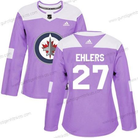 Adidas Frauen Winnipeg Jets #27 Nikolaj Ehlers Authentisch Bekämpft Krebs Strickerei NHL Trikots – Lila