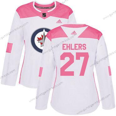 Adidas Frauen Winnipeg Jets #27 Nikolaj Ehlers Authentisch Strickerei NHL Trikots – Weiß Rosa