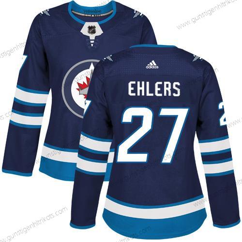 Adidas Frauen Winnipeg Jets #27 Nikolaj Ehlers Heimtrikots Authentisch Strickerei NHL Trikots – Marineblau Blau