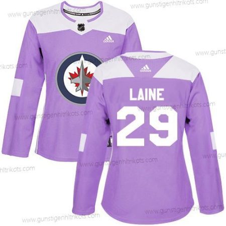 Adidas Frauen Winnipeg Jets #29 Patrik Laine Authentisch Bekämpft Krebs Strickerei NHL Trikots – Lila