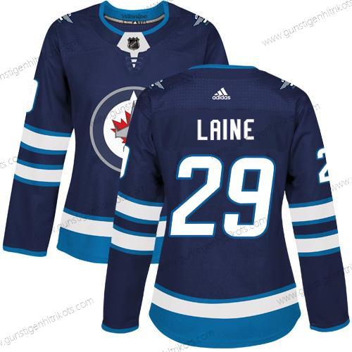 Adidas Frauen Winnipeg Jets #29 Patrik Laine Heimtrikots Authentisch Strickerei NHL Trikots – Marineblau Blau