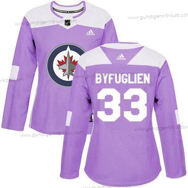 Adidas Frauen Winnipeg Jets #33 Dustin Byfuglien Authentisch Bekämpft Krebs Strickerei NHL Trikots – Lila