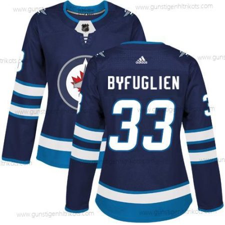 Adidas Frauen Winnipeg Jets #33 Dustin Byfuglien Heimtrikots Authentisch Strickerei NHL Trikots – Marineblau Blau