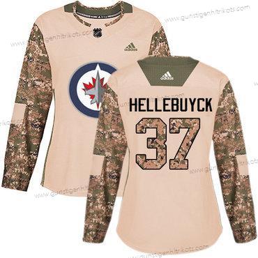 Adidas Frauen Winnipeg Jets #37 Connor Hellebuyck Authentisch 2017 Veterans Day Strickerei NHL Trikots – Tarnfarbe