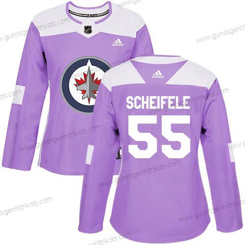 Adidas Frauen Winnipeg Jets #55 Mark Scheifele Authentisch Bekämpft Krebs Strickerei NHL Trikots – Lila