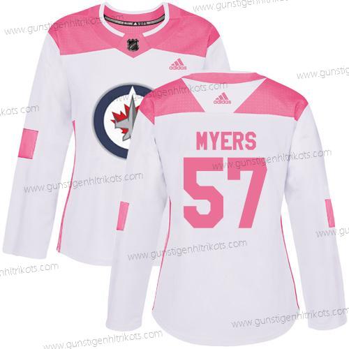 Adidas Frauen Winnipeg Jets #57 Tyler Myers Authentisch Strickerei NHL Trikots – Weiß Rosa