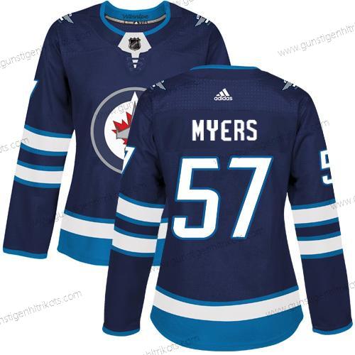 Adidas Frauen Winnipeg Jets #57 Tyler Myers Heimtrikots Authentisch Strickerei NHL Trikots – Marineblau Blau