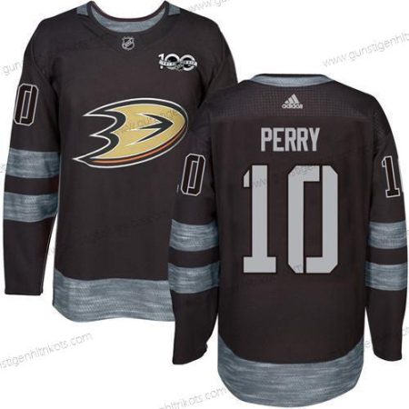 Adidas Herren Anaheim Ducks #10 Corey Perry 1917-2017 100th Jahrestag Strickerei NHL Trikots – Schwarz