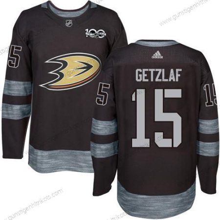 Adidas Herren Anaheim Ducks #15 Ryan Getzlaf 1917-2017 100th Jahrestag Strickerei NHL Trikots – Schwarz