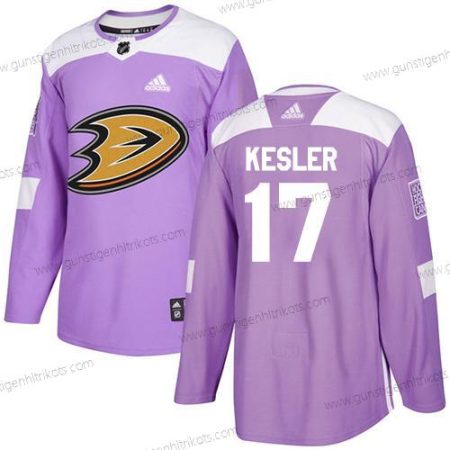 Adidas Herren Anaheim Ducks #17 Ryan Kesler Authentisch Bekämpft Krebs Strickerei NHL Trikots – Lila