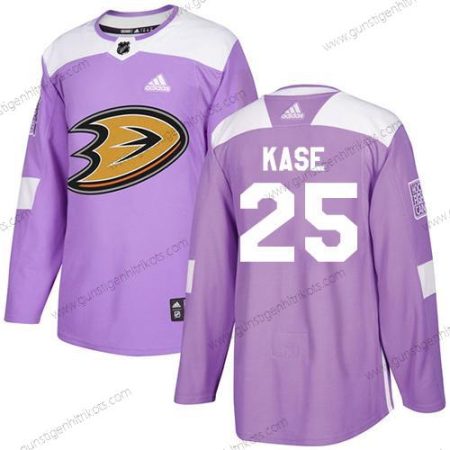 Adidas Herren Anaheim Ducks #25 Ondrej Kase Authentisch Bekämpft Krebs Strickerei NHL Trikots – Lila