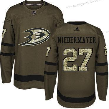 Adidas Herren Anaheim Ducks #27 Niedermayer Salute to Service Strickerei NHL Trikots – Grün