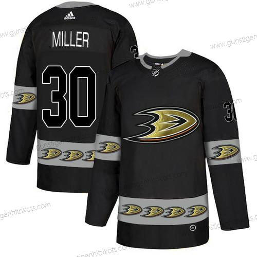 Adidas Herren Anaheim Ducks #30 Ryan Miller Team Logos Trikots – Schwarz