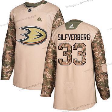 Adidas Herren Anaheim Ducks #33 Jakob Silfverberg Authentisch 2017 Veterans Day Strickerei NHL Trikots – Tarnfarbe