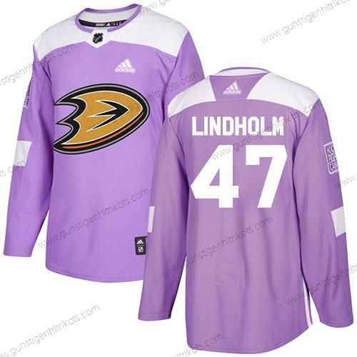 Adidas Herren Anaheim Ducks #47 Hampus Lindholm Authentisch Bekämpft Krebs Strickerei NHL Trikots – Lila