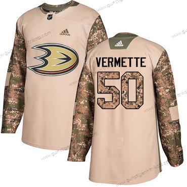 Adidas Herren Anaheim Ducks #50 Antoine Vermette Authentisch 2017 Veterans Day Strickerei NHL Trikots – Tarnfarbe