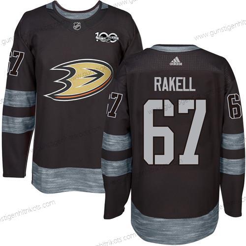 Adidas Herren Anaheim Ducks #67 Rickard Rakell 1917-2017 100th Jahrestag Strickerei NHL Trikots – Schwarz