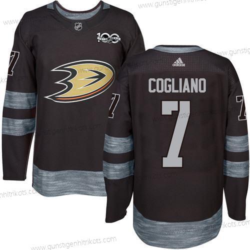 Adidas Herren Anaheim Ducks #7 Andrew Cogliano 1917-2017 100th Jahrestag Strickerei NHL Trikots – Schwarz