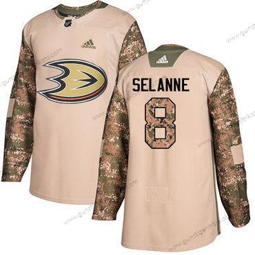 Adidas Herren Anaheim Ducks #8 Teemu Selanne Authentisch 2017 Veterans Day Strickerei NHL Trikots – Tarnfarbe