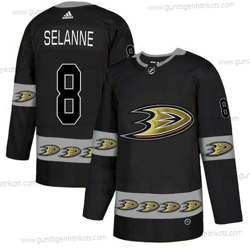 Adidas Herren Anaheim Ducks #8 Teemu Selanne Team Logos Trikots – Schwarz