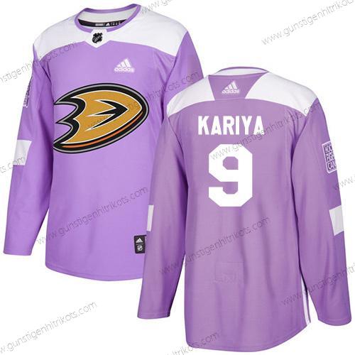 Adidas Herren Anaheim Ducks #9 Paul Kariya Authentisch Bekämpft Krebs Strickerei NHL Trikots – Lila