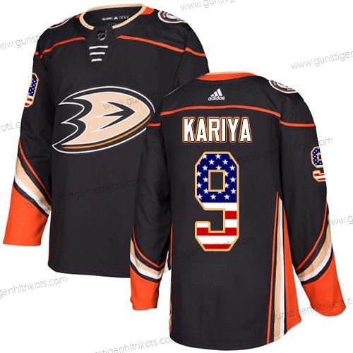 Adidas Herren Anaheim Ducks #9 Paul Kariya Heimtrikots Authentisch USA Flag Strickerei NHL Trikots – Schwarz