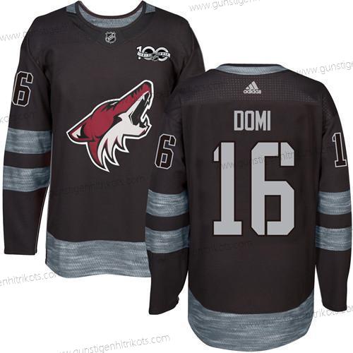 Adidas Herren Arizona Coyotes #16 Max Domi 1917-2017 100th Jahrestag Strickerei NHL Trikots – Schwarz