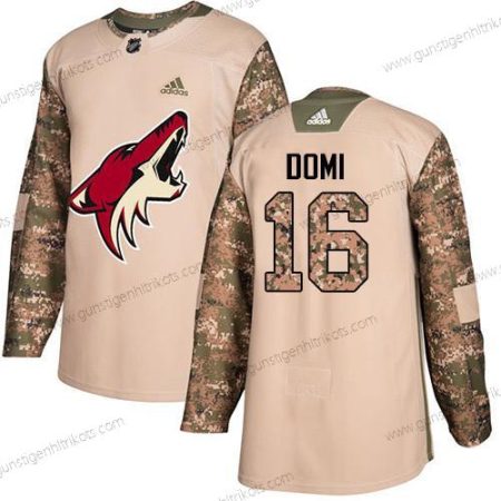 Adidas Herren Arizona Coyotes #16 Max Domi Authentisch 2017 Veterans Day Strickerei NHL Trikots – Tarnfarbe