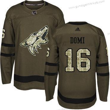 Adidas Herren Arizona Coyotes #16 Max Domi Salute to Service Strickerei NHL Trikots – Grün