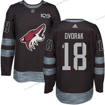 Adidas Herren Arizona Coyotes #18 Christian Dvorak 1917-2017 100th Jahrestag Strickerei NHL Trikots – Schwarz