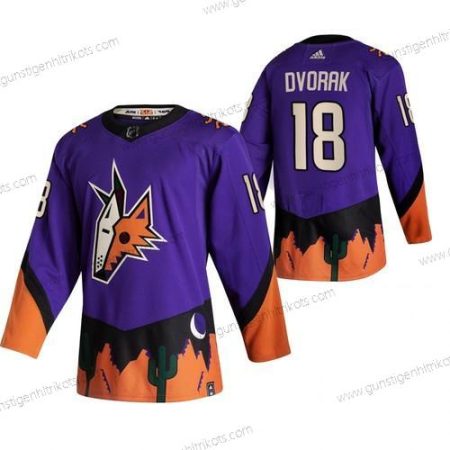 Adidas Herren Arizona Coyotes #18 Christian Dvorak 2020-21 Rückseite Retro ersatzweise NHL Trikots – Lila