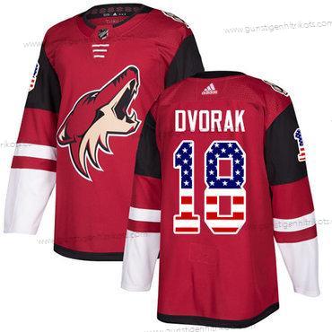 Adidas Herren Arizona Coyotes #18 Christian Dvorak Heimtrikots Authentisch USA Flag Strickerei NHL Trikots – Rot