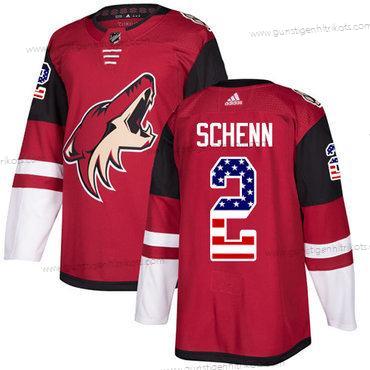 Adidas Herren Arizona Coyotes #2 Luke Schenn Heimtrikots Authentisch USA Flag Strickerei NHL Trikots – Rot