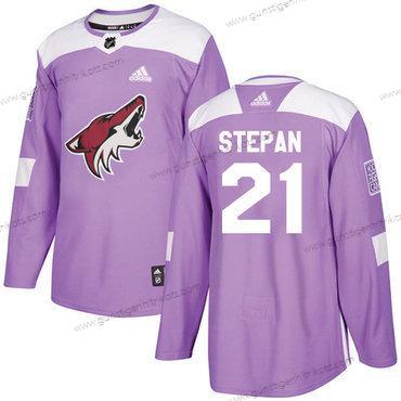 Adidas Herren Arizona Coyotes #21 Derek Stepan Authentisch Bekämpft Krebs Strickerei NHL Trikots – Lila