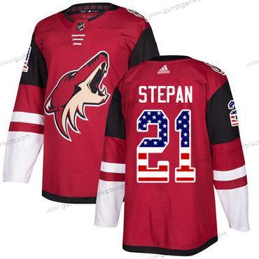 Adidas Herren Arizona Coyotes #21 Derek Stepan Heimtrikots Authentisch USA Flag Strickerei NHL Trikots – Rot